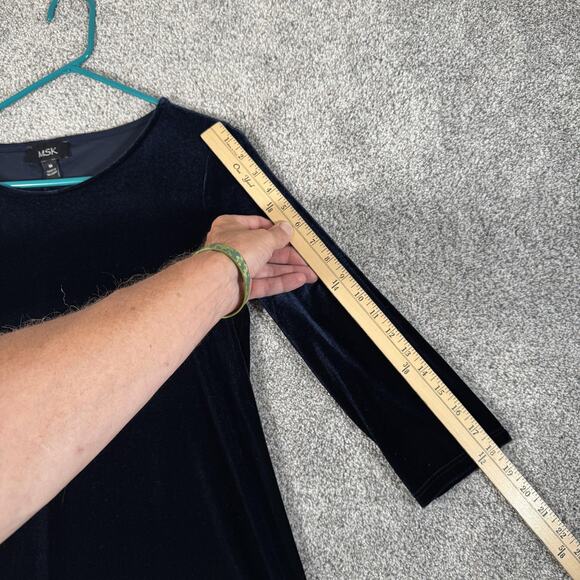 MSK Dress M Blue Velvet Cocktail Evening Whimsigoth Dark Romantic Moody WItchy - Picture 4 of 10